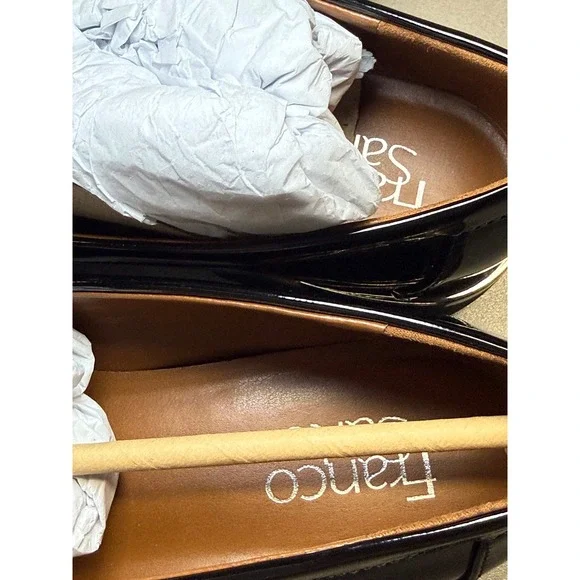 Franco Sarto Womens Black Patent Tassel Loafers Platform Lug Sole  7.5M - Picture 5 of 15